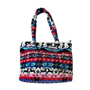 Vera Bradley Small Vera Tote bag in Nordic Stripe Multi fleece pattern